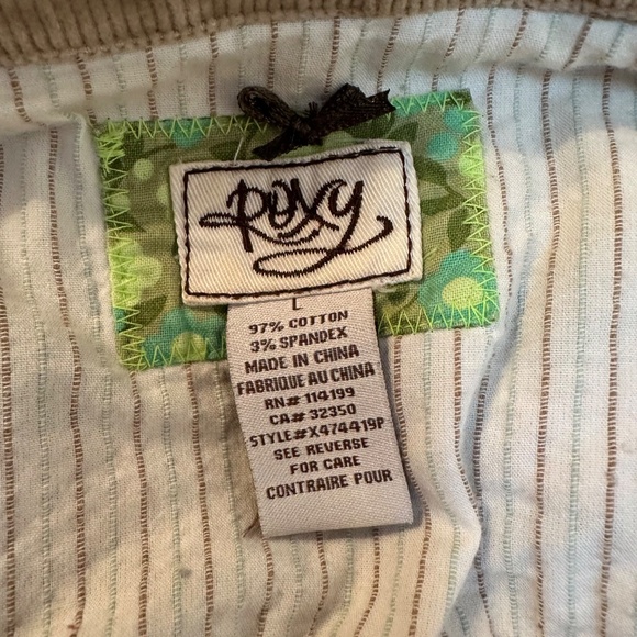 EUC ROXY TAN CORDUROY EMBROIDERED JACKET SZ L - Picture 3 of 3
